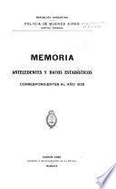 Memoria, Antecedentes y Datos Estadísticos