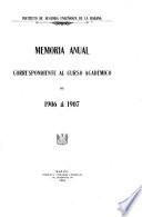 Memoria anual correspondiente al curso académico de ...