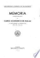 Memoria correspondiente al curso académico de anuario para el de Salamanca