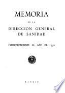 Memoria de la Direccion General de Sanidad