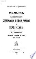Memoria de la labor administrativa del poder ejecutivo en los ramos de gobernación, justicia, sanidad y beneficencia