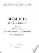 Memoria de labores de la Secretaría de Agricultura y Ganadería