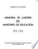 Memoria de las labores del Ministerio de Educación