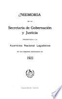 Memoria de las labores realizadas por el Ministerio de Gobernación