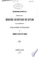 Memoria de relaciones exteriores y culto presentada al Honorable Congreso Nacional en ...