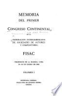 Memoria del Congreso Continental de la Federacion Interamericana de Sociedades de Autores y Compositores