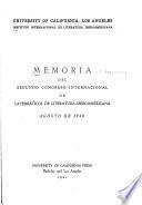 Memoria del ... Congreso Internacional de Catedráticos de Literatura Iberoamericana