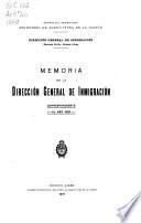 Memoria del Departamento General de Inmigración