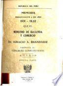 Memoria del Ministerio de Hacienda y Comercio