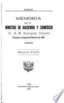 Memoria del Ministerio de Hacienda y Comercio