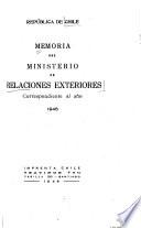 Memoria del Ministerio de Relaciones Exteriores