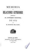 Memoria del Ministerio de relaciones exteriores y comercio