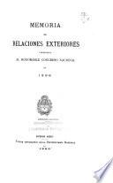 Memoria del Ministerio de Relaciones Exteriores y Culto