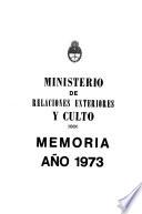 Memoria del Ministerio de Relaciones Exteriores y Culto