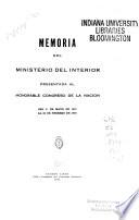 Memoria del Ministerio del Interior de la República Argentina presentada al Congreso Nacional de ...