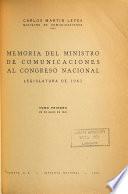 Memoria del Ministro de Comunicaciones al Congreso Nacional
