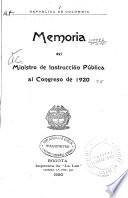 Memoria del Ministro de Instrucción Pública al Congreso