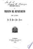 Memoria del prefecto del departamento de Lima, sr. D. Pedro José Zavala