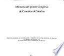 Memoria del Primer Congreso de Cronistas de Sinaloa