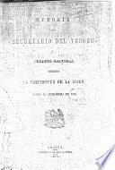 Memoria del Secretario del Tesoro y Crédito Nacional al Congreso de ...