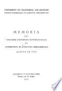 Memoria del segundo Congreso Internacional de Catédráticos de literatura iberoamericana