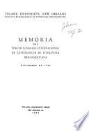 Memoria del Tercer Congreso Internacional de Catedráticos de Literatura Iberoamericana