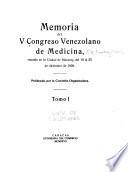 Memoria del v Congreso Venezolano de medicina