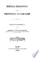 Memoria descriptiva de la provincia de San Luis