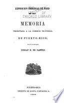 Memoria presentada a la Comision provincial de Puerto-Rico
