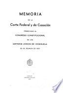 Memoria presentada al Congreso Constitucional de los Estados Unidos de Venezuela