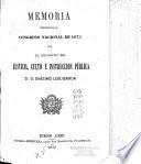 Memoria presentada al Congreso Nacional de ... por el Ministro de Justicia, Culto e Instrucción Pública