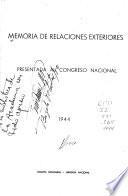 Memoria presentada al Congreso Nacional
