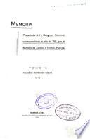 Memoria presentada al H. Congreso Nacional, correspondiente al año de ..., por el Ministro de Justicia e Instrucción Pública