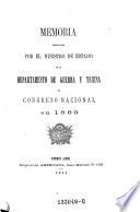 Memoria presentada por el ministro de estado en el departemento de guerray marina al congreso nacional
