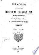 Memoria presentada por el Ministro de Justicia, Culto e Instrucción al Congreso Ordinario