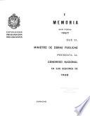 Memoria que el Ministro de Obras Públicas presenta al Congreso Nacional en sus sesiones de ...