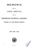 Memoria que la Junta Directiva de la Sociedad Nacional Agraria presenta a la Asamblea General Ordinaria