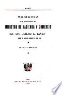 Memoria que presenta al Congreso de ... el Ministro de Hacienda y Comercio