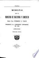Memoria que presenta al Congreso de ... el Ministro de Hacienda y Comercio