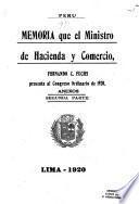 Memoria que presenta al Congreso de ... el Ministro de Hacienda y Comercio