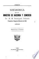 Memoria que presenta al Congreso de ... el Ministro de Hacienda y Comercio