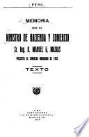 Memoria que presenta al Congreso de ... el Ministro de Hacienda y Comercio