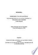 Memoria, seminario taller nacional, nuevos retos en la lucha contra la violencia de género, 5 años después