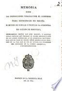 Memoria sobre las disposiciones tomadas por el Gobierno para introducir en España el método de fumigar y purificar la atmósfera