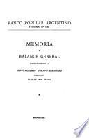 Memoria y balance general