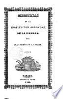 Memorias de la institucion agronoma de La Habana