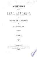 Memorias de la Real Academia de Buenas Letras de Barcelona