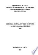 Memorias de título y tesis de grado por especialidad y mención