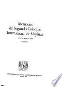 Memorias del Segundo Coloquio Internacional de Mayistas, 17-21 de agosto de 1987
