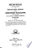Memorias para ayudar a formar un diccionario critico de los escritores catalanes y dar alguna idea de la antigua y moderna literatura de Cataluña